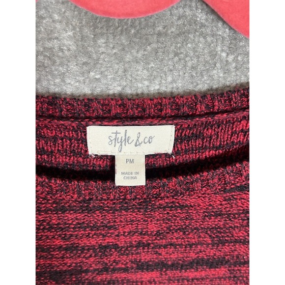 Style &‎ Co Spacedye Bell Sleeve Peplum Hem Sweater Womens Size Petite Medium PM - Picture 3 of 6